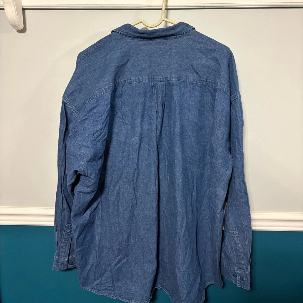 Disney Women's Blue Denim Shirt with Mickey and Minnie Embroidery XXL - Picture 8 of 10